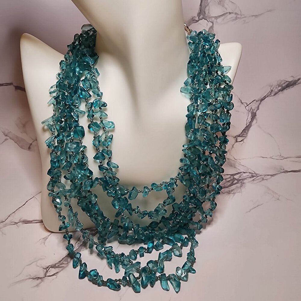 Apatite Ice Ship Blue Stone Necklace